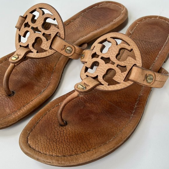 TORY BURCH Original Iconic Classic Miller Logo Leather Sandals - Picture 2 of 7